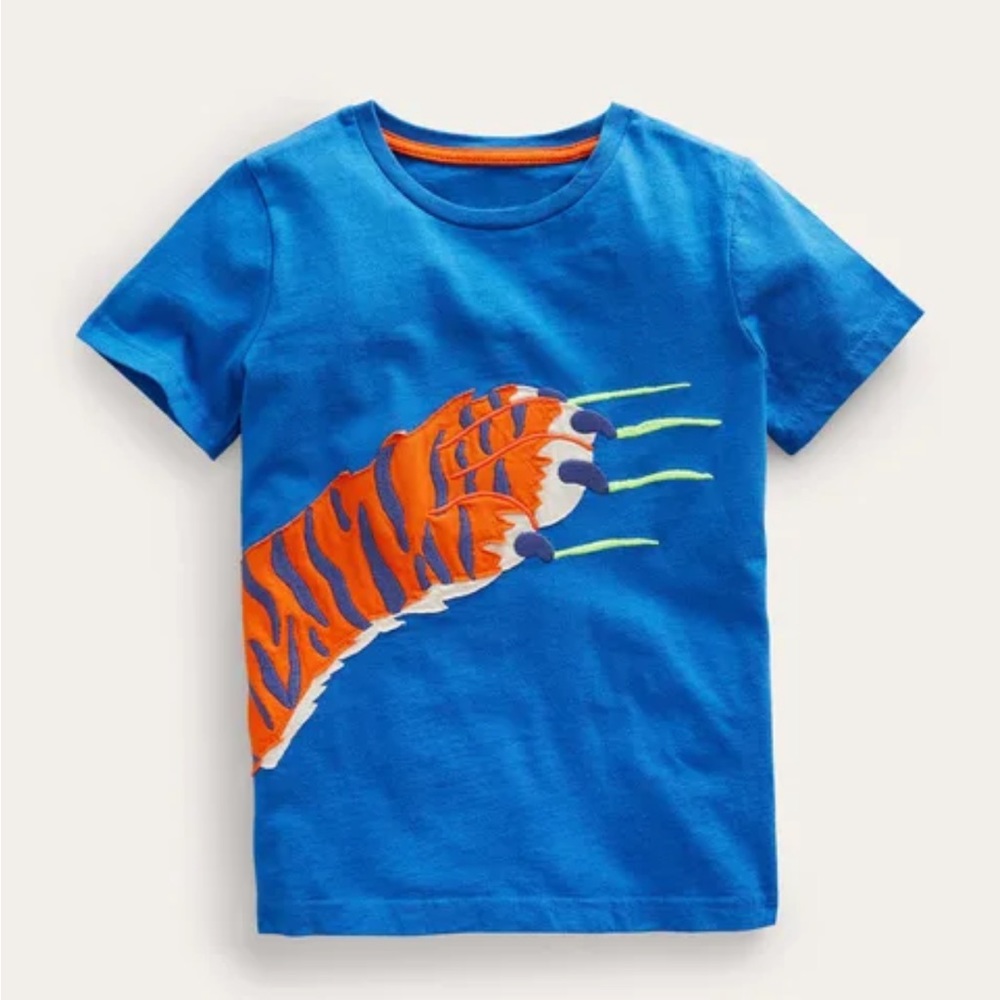Mini boden Brilliant Blue Tiger Claw Appliqué T-shirt 2-3y